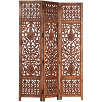 3-paneelinen tilanjakaja cm täysi mangopuu  ruskea 120x165