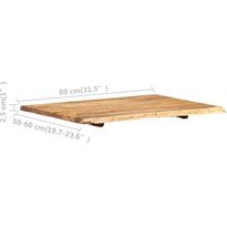 Pöytälevy, täysi akaasiapuu, 80x(50-60)x2,5 cm