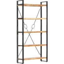 5-tasoinen kirjahylly 90x30x180 cm täysi akaasiapuu