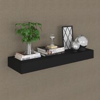 Kelluva seinähylly vetolaatikolla musta 80x25x8 cm