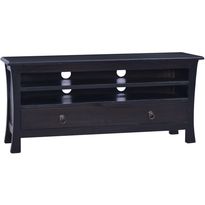 Tv-taso vaalea musta kahvi 100x30x45 cm täysi mahonki