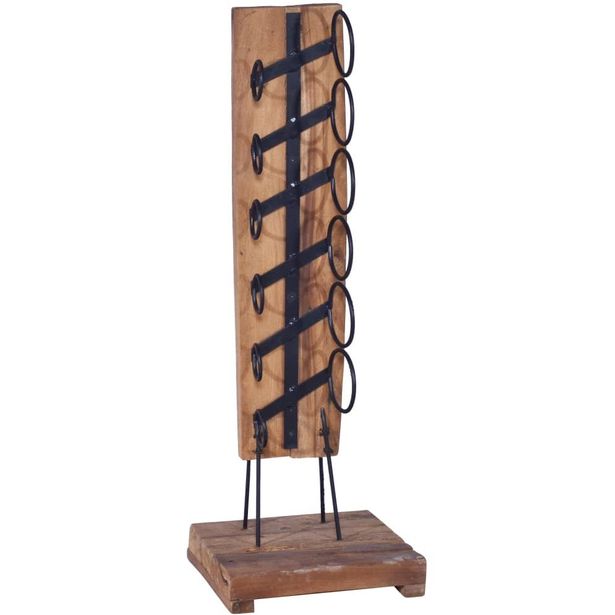 Viinipulloteline, 6-pullolle, 35x35x100 cm, täysi tiikki