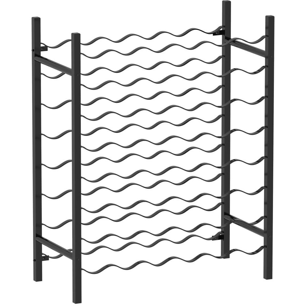 Viinipulloteline, 48-pullolle, musta metalli