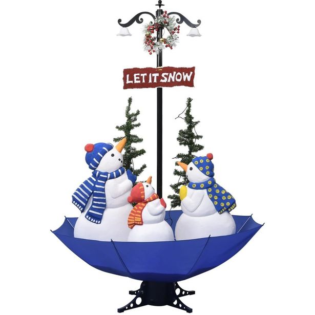 Lunta satava joulukuusi sateenvarjopohjalla, sininen, 170cm, PVC