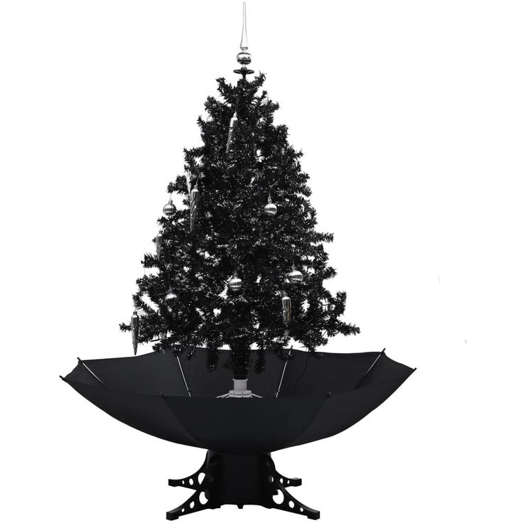 Lunta satava joulukuusi sateenvarjopohjalla, musta, 140cm, PVC