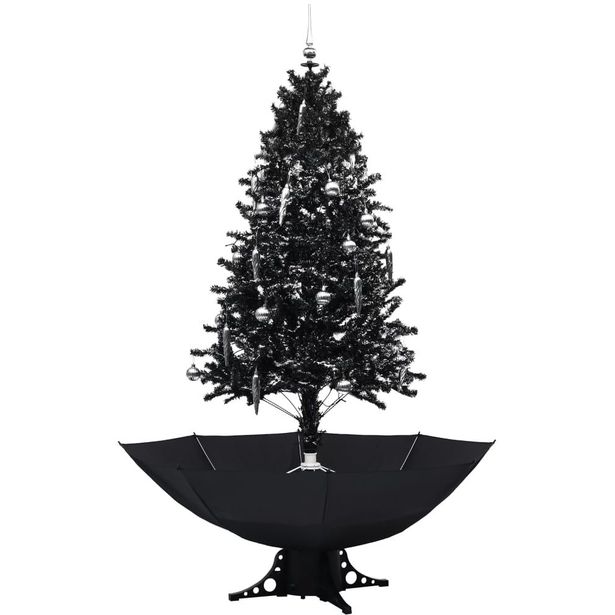 Lunta satava joulukuusi sateenvarjopohjalla, musta, 190cm, PVC