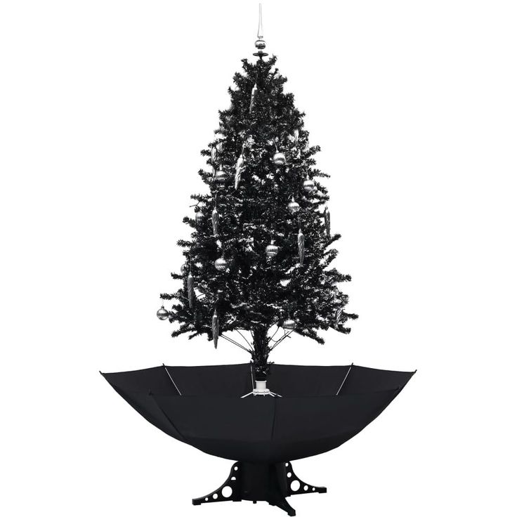 Lunta satava joulukuusi sateenvarjopohjalla, musta, 190cm, PVC