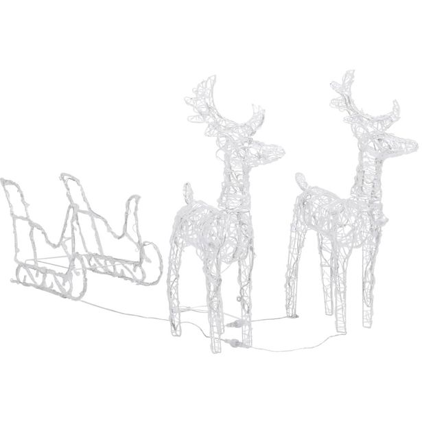 Porot ja reki joulukoriste, 160 LED-valoa 130cm, akryyli