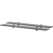 Kelluvat hyllyt, 2 kpl, lasi, 80x10 cm, 8 mm, musta
