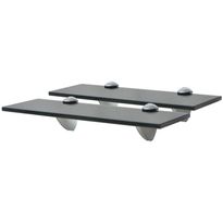 Kelluvat hyllyt, 2 kpl, lasi, 30x20 cm, 8 mm, musta