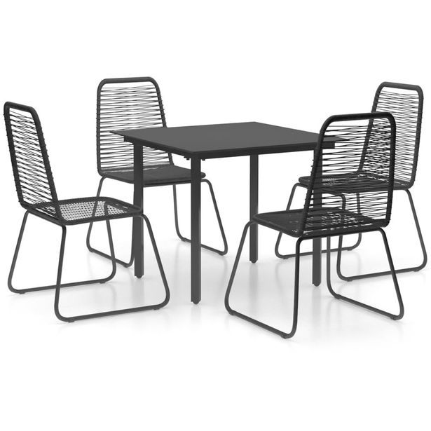 Ruokailuryhmä 5-osainen pvc rottinki musta_1