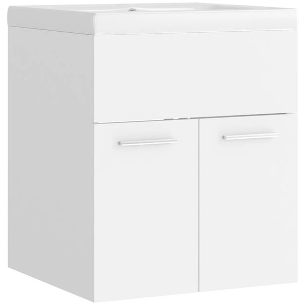 Allaskaappi sisäänrakennetulla altaalla, 41x38,5x46 cm, valkoinen