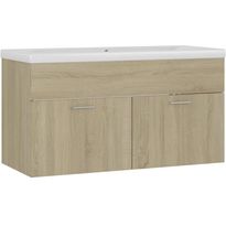 Allaskaappi sisäänrakennetulla altaalla, 90x38,5x46 cm, Sonoma-tammi