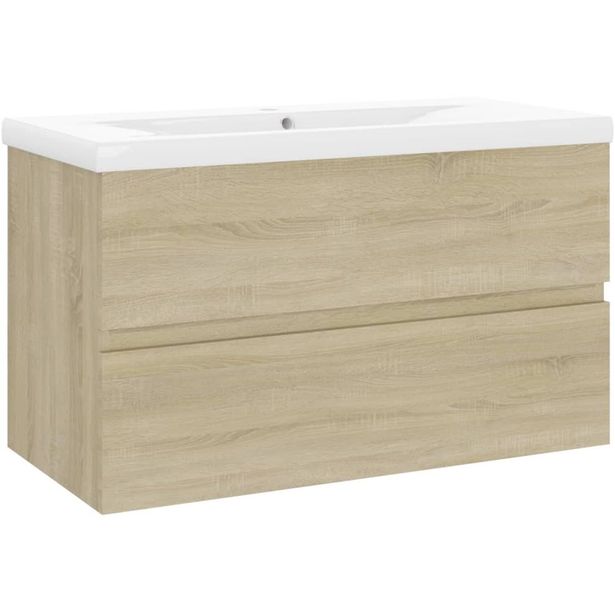 Allaskaappi sisäänrakennetulla altaalla, 80x38,5x45 cm, Sonoma-tammi