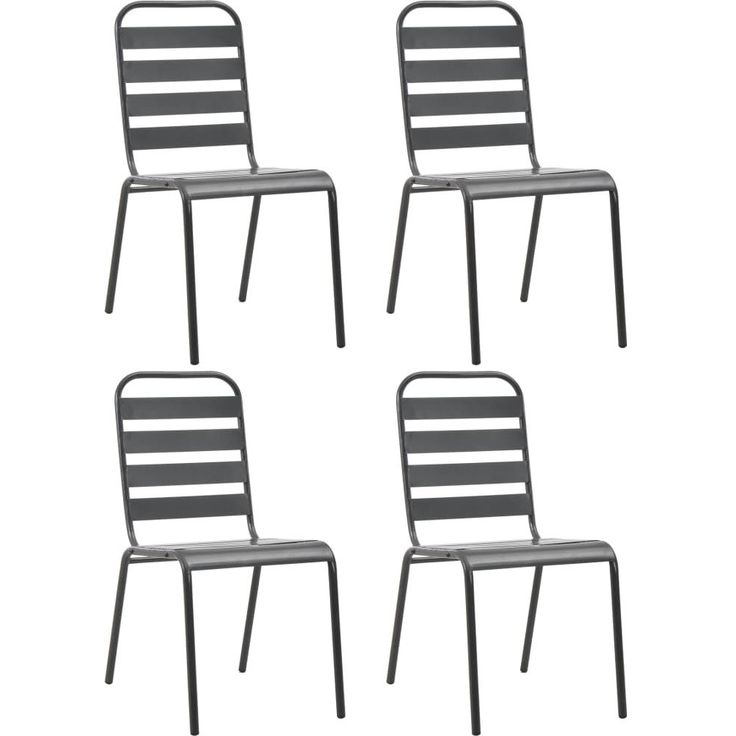 Ulkotuolit 4 kpl sälemuotoilu teräs tummanharmaa_1