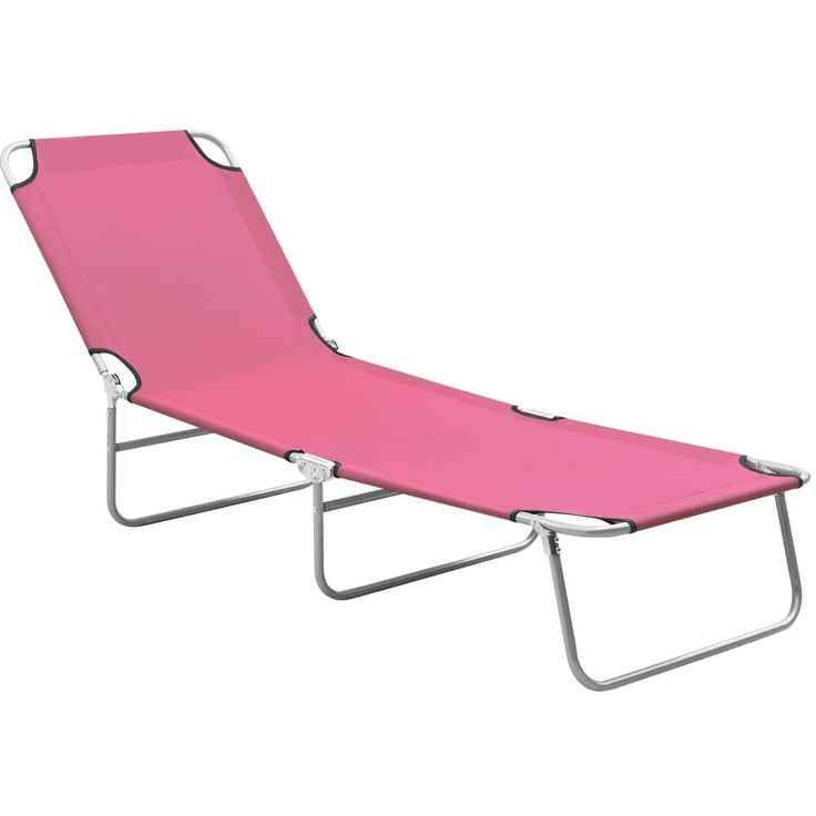 Kokoontaitettava aurinkotuoli teräs ja kangas pinkki_1