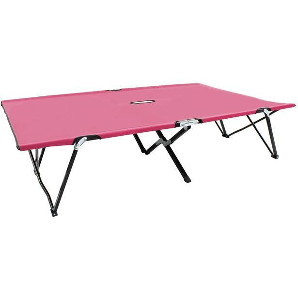 Kahden hengen kokoontaitettava aurinkotuoli pinkki teräs_1