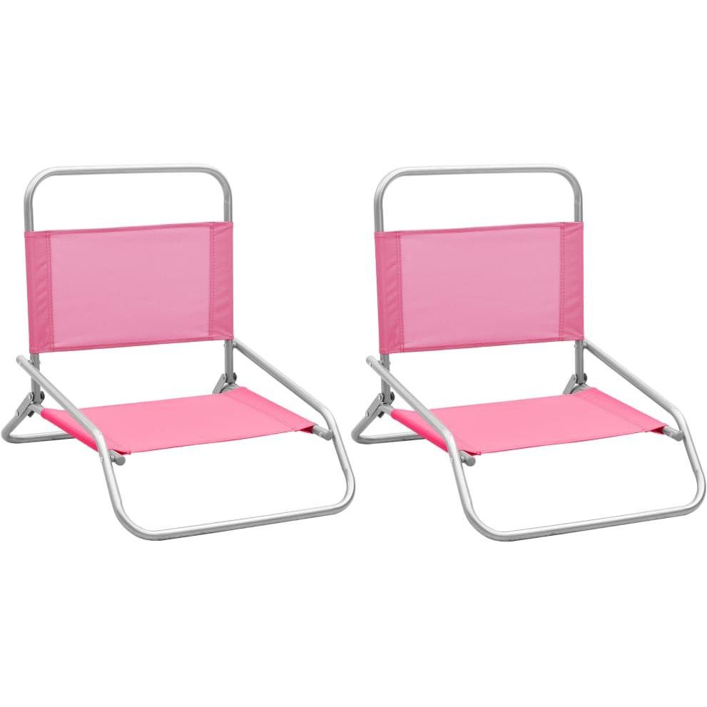 Kokoontaitettavat rantatuolit, 2 kpl, 51x61x58 cm, pinkki kangas