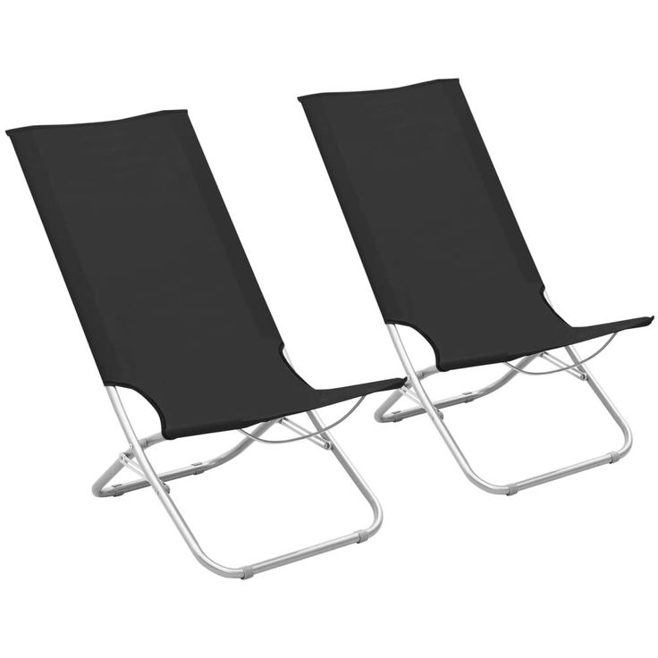Kokoontaitettavat rantatuolit, 2 kpl, musta kangas