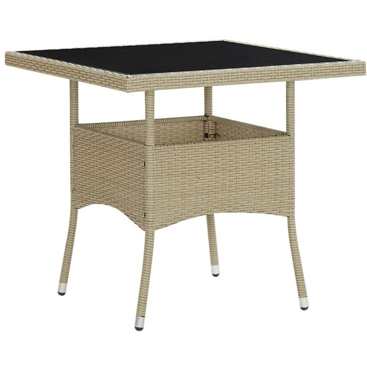 Ulkoruokapöytä lasi ja beige polyrottinki_1
