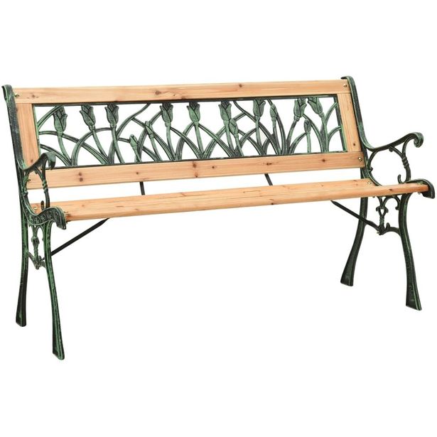 Puutarhapenkki 122cm valurauta ja täysi kuusi_1