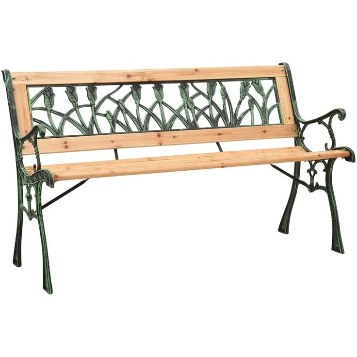 Puutarhapenkki 122cm valurauta ja täysi kuusi_1