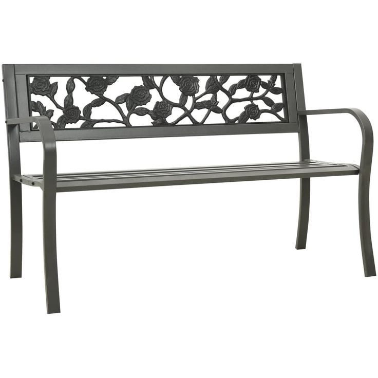 Puutarhapenkki 125cm teräs harmaa_1