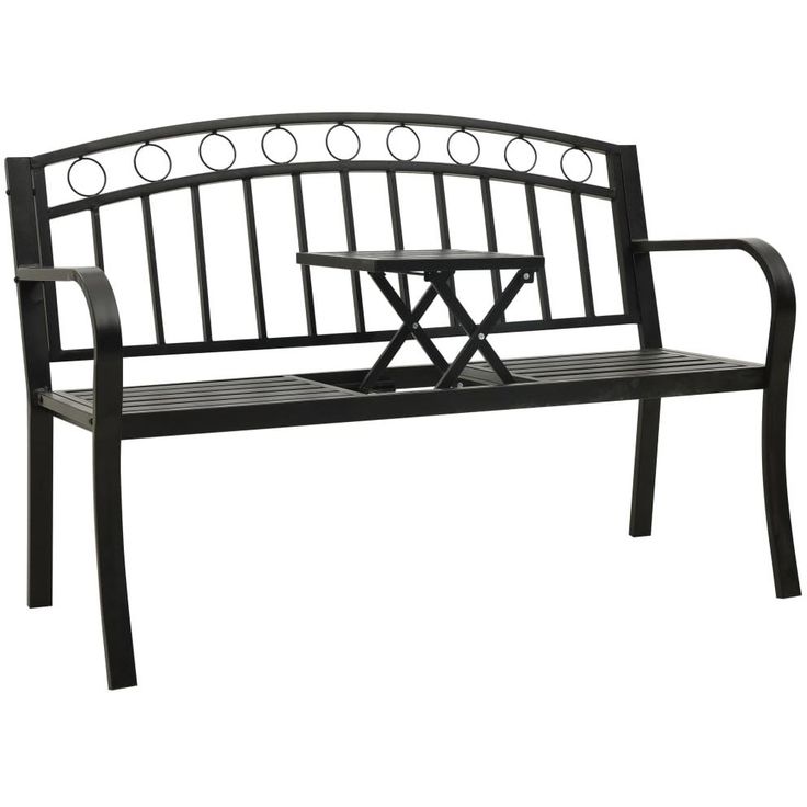 Puutarhapenkki pöydällä 125 cm teräs musta_1