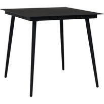 Puutarhan ruokapöytä 80x80x74 cm teräs ja lasi musta