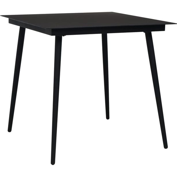 Puutarhan ruokapöytä 80x80x74 cm teräs ja lasi musta_1