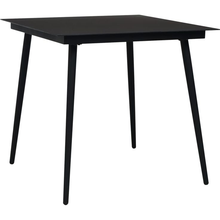 Puutarhan ruokapöytä 80x80x74 cm teräs ja lasi musta_1