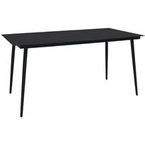 Puutarhan ruokapöytä musta 150x80x74 cm teräs ja lasi