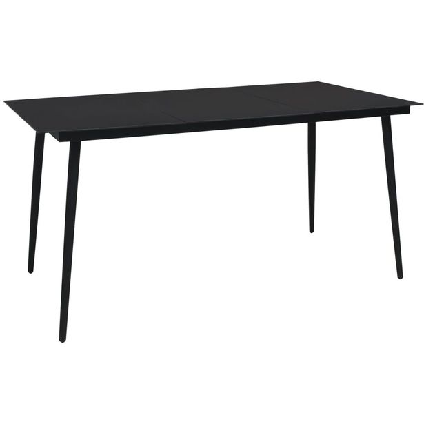 Puutarhan ruokapöytä musta 150x80x74 cm teräs ja lasi_1