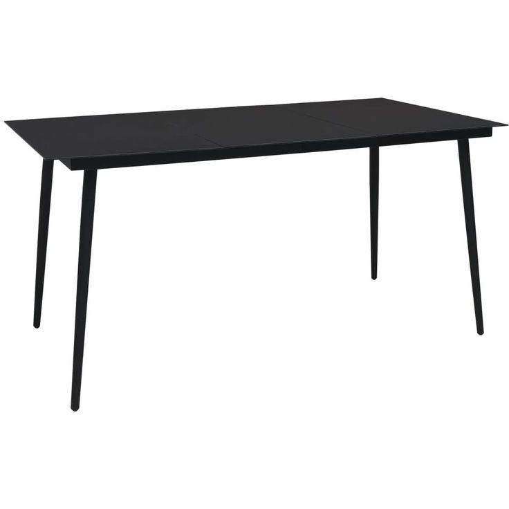 Puutarhan ruokapöytä musta 150x80x74 cm teräs ja lasi_1