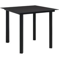 Puutarhan ruokapöytä musta 80x80x74cm teräs ja lasi