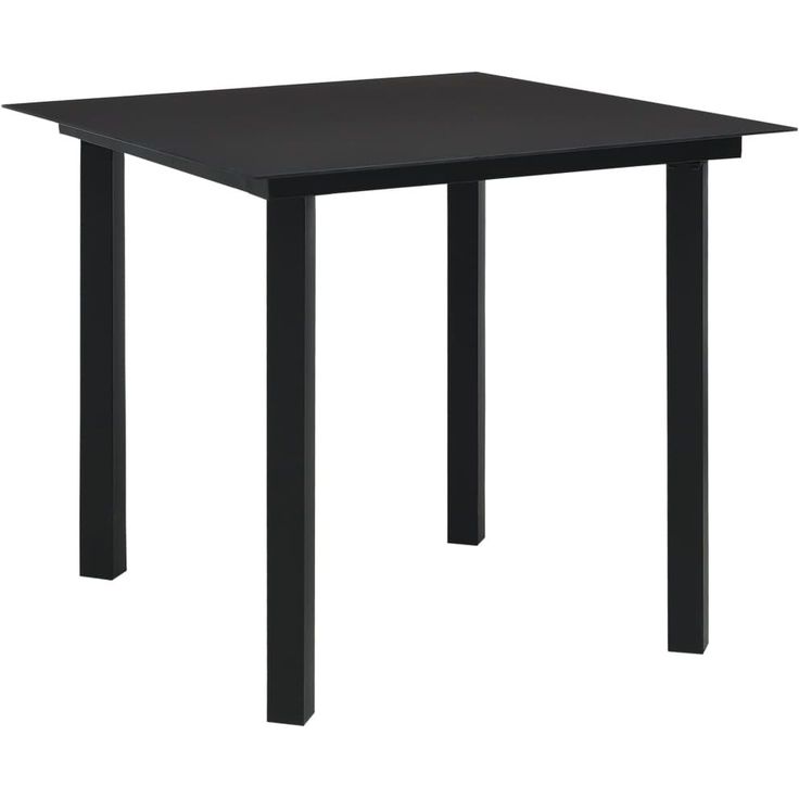 Puutarhan ruokapöytä musta 80x80x74cm teräs ja lasi_1