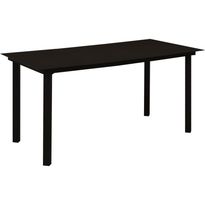 Puutarhan ruokapöytä musta 150x80x74cm teräs ja lasi