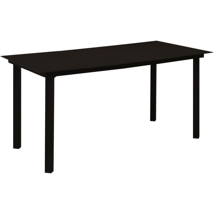 Puutarhan ruokapöytä musta 150x80x74cm teräs ja lasi_1