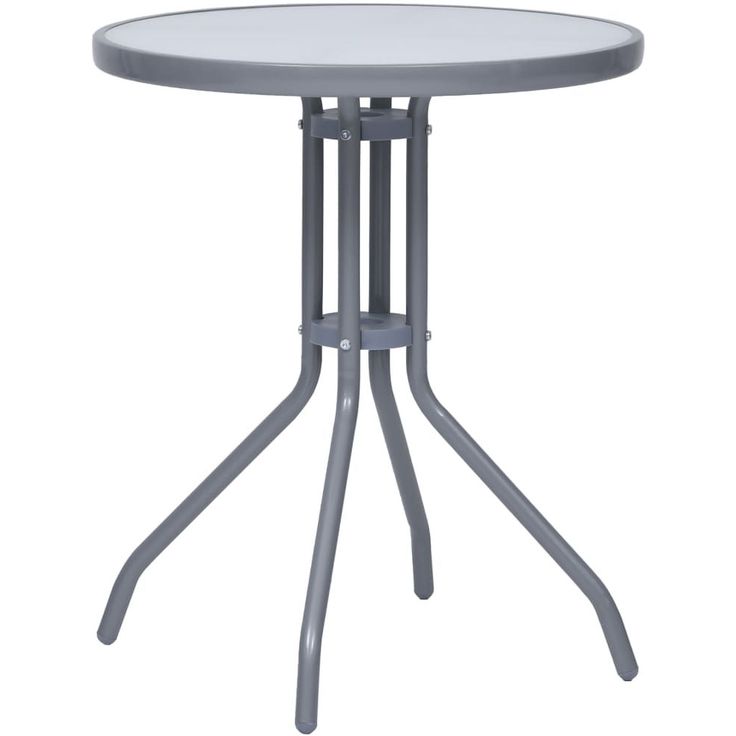 Puutarhapöytä vaaleanharmaa 60 cm teräs ja lasi_1