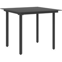 Puutarhan ruokapöytä musta 80x80x74 cm teräs ja lasi