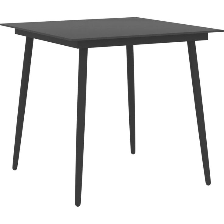 Puutarhan ruokapöytä 80x80x74cm teräs ja lasi musta_1