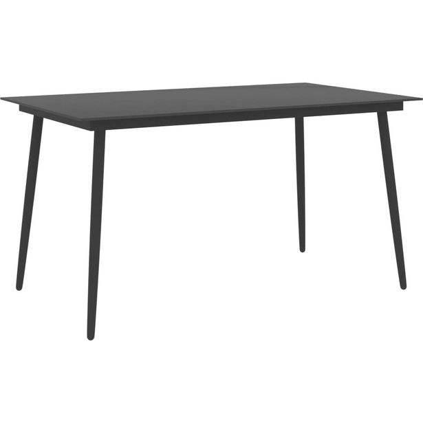 Puutarhan ruokapöytä musta 150x90x74 cm teräs ja lasi_1