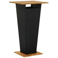 Baaripöytä, musta, 60x60x110 cm, polyrottinki ja täysi akaasiapuu