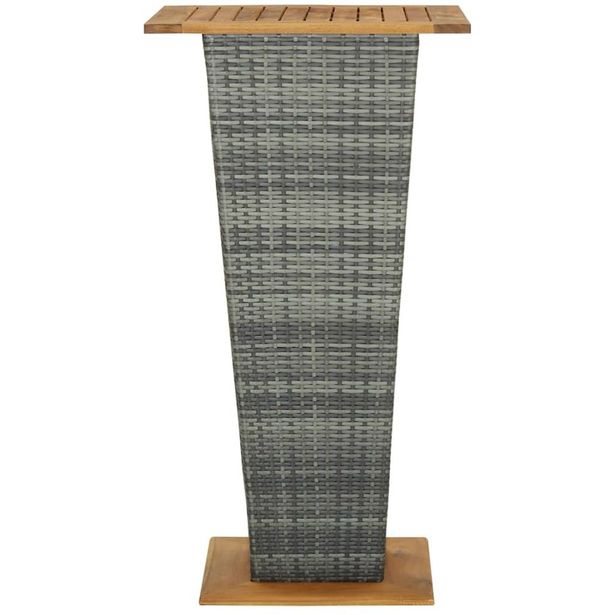 Baaripöytä, harmaa, 60x60x110 cm, polyrottinki ja täysi akaasiapuu