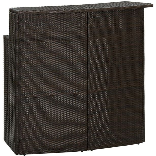 Puutarhan baaripöytä, ruskea, 120x55x110 cm, polyrottinki