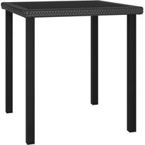 Puutarhan ruokapöytä musta 70x70x73 cm polyrottinki