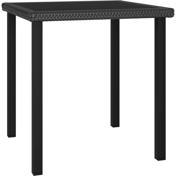 Puutarhan ruokapöytä musta 70x70x73 cm polyrottinki_1