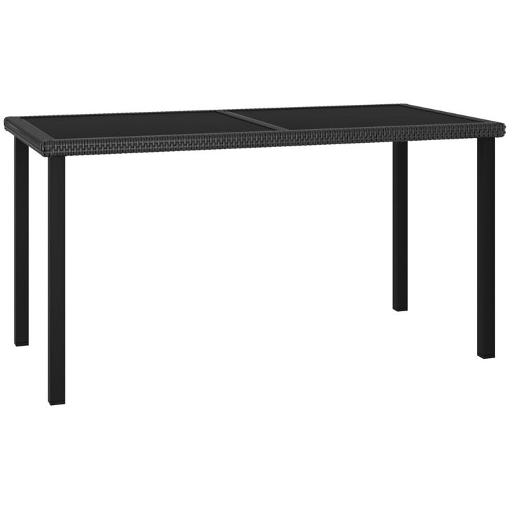 Puutarhan ruokapöytä musta 140x70x73 cm polyrottinki_1