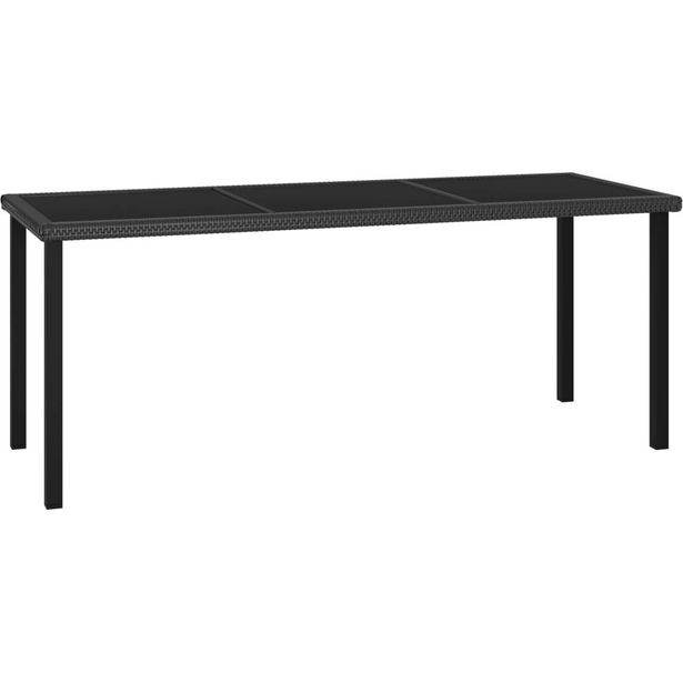 Puutarhan ruokapöytä musta 180x70x73 cm polyrottinki_1