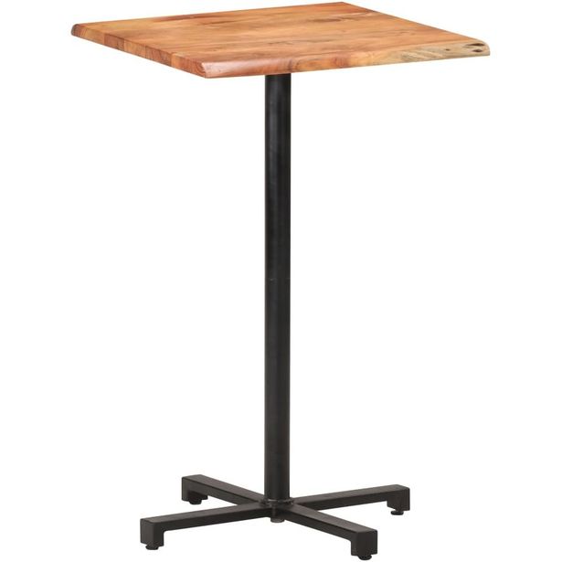 Baaripöytä, elävät reunat, 60x60x110 cm, täysi akaasiapuu